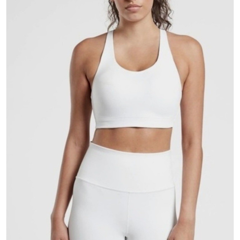 Athleta Advance Sports Bra Womens 32DD White Excellent High Impact Racerback